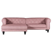 ECKSOFA 160/260 cm  in Plüsch Rosa Rücken echt  160/260 cm  - Dunkelbraun/Rosa, Design, Holz/Textil (160/260cm) - MID.YOU