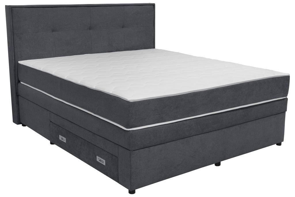 BOXSPRING KREVET 180/200 cm     tamno siva  - tamno siva/crna, Moderno, drvni materijal/tekstil (180/200cm) - Hom`in