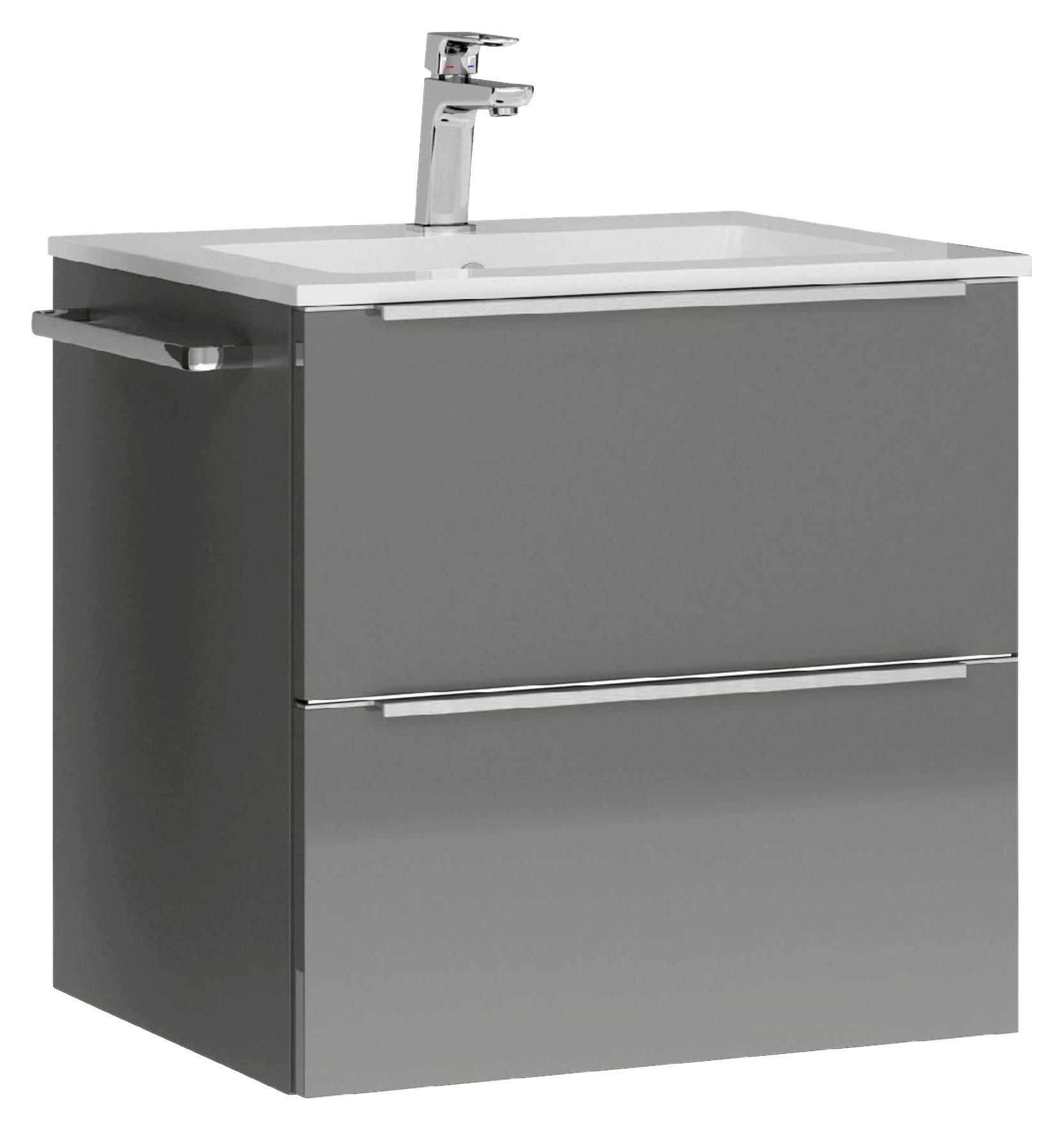 WASCHTISCHKOMBI 61 cm  - Schieferfarben/Edelstahlfarben, MODERN, Holzwerkstoff/Stein (61cm) - Nobilia