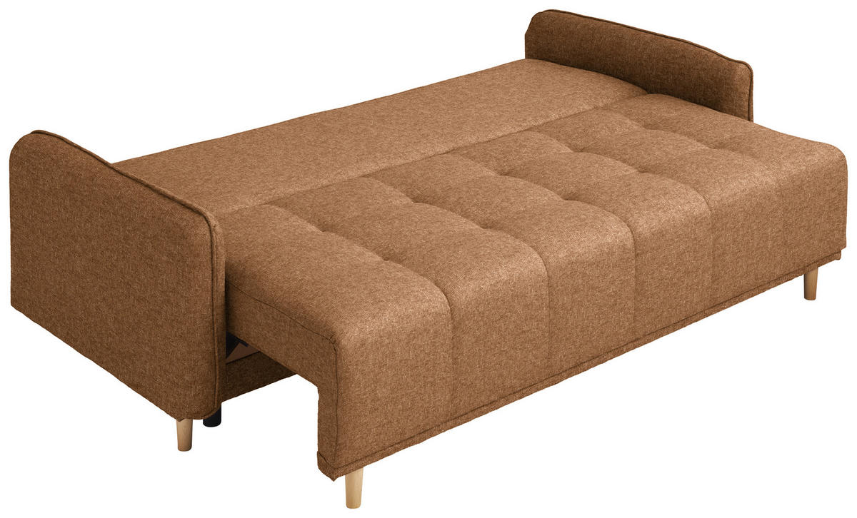 SCHLAFSOFA Chenille Cognac  - Cognac/Buchefarben, Design, Holz/Textil (217/97/101cm) - Carryhome