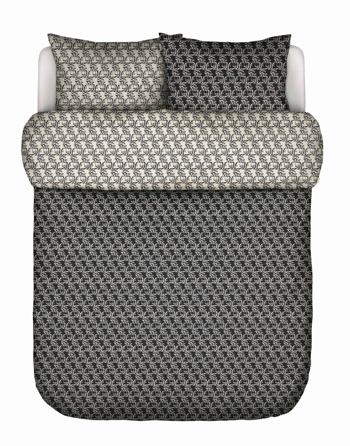 POSTELJNINA MONOGRAM 200/200 cm črna  - črna, Konvencionalno, tekstil (200/200cm) - Marc O'Polo