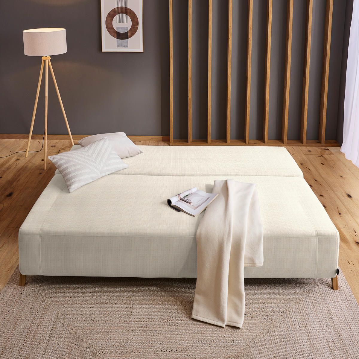 SCHLAFSOFA in Textil Beige  - Beige/Naturfarben, Design, Holz/Textil (211/88/102cm) - Niels Andersson