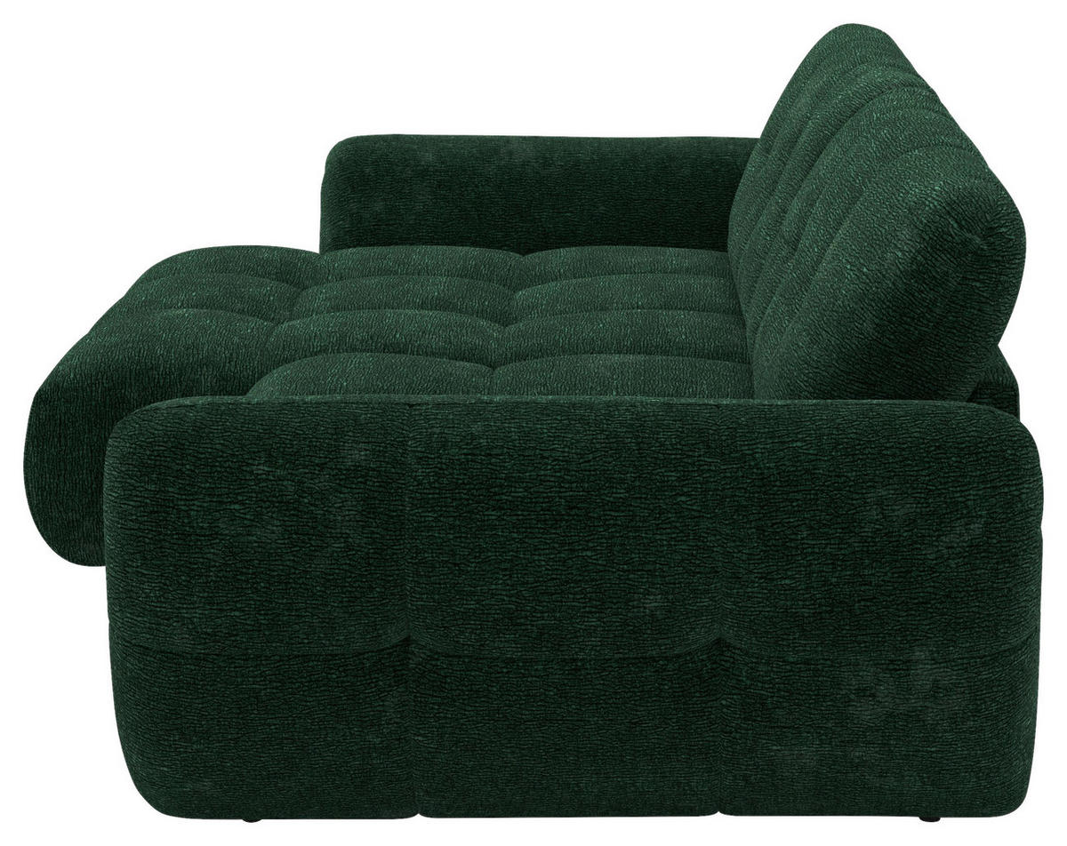 ECKSOFA NIVO Dunkelgrün Chenille Rücken echt  - Dunkelgrün/Schwarz, MODERN, Kunststoff/Textil (175/312cm) - Livetastic