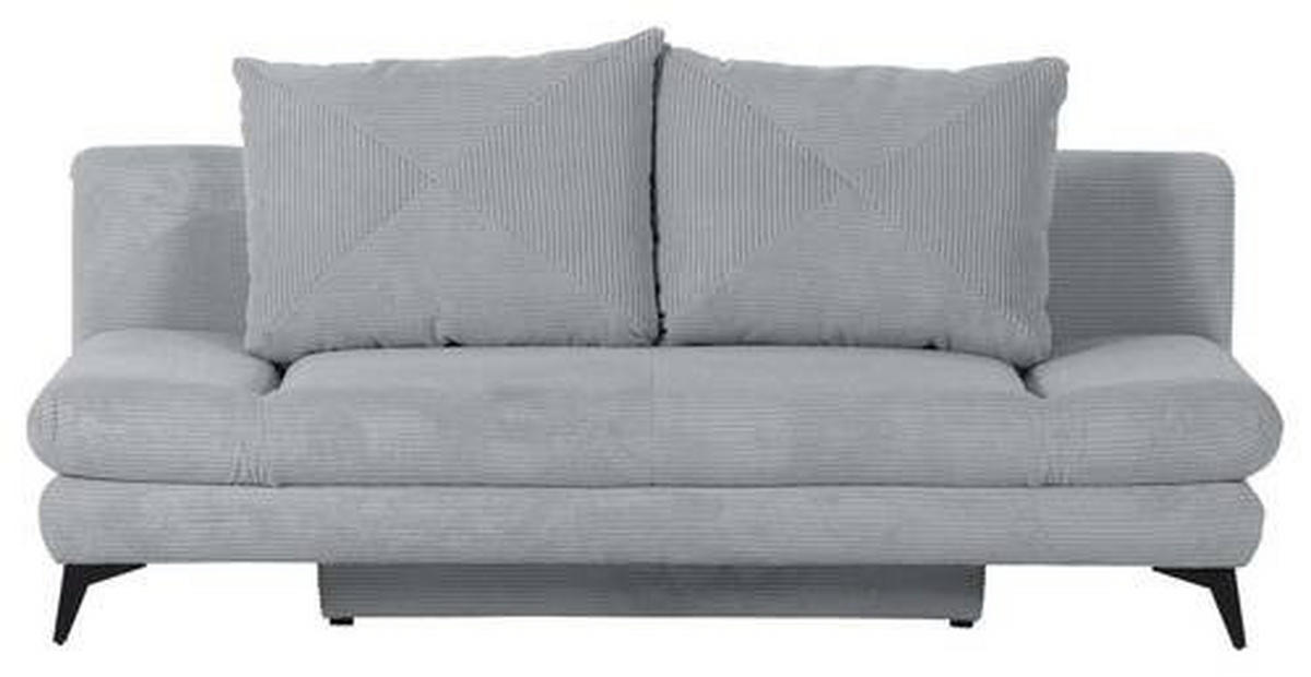 SCHLAFSOFA Cord Hellgrau  - Hellgrau/Schwarz, KONVENTIONELL, Textil/Metall (200/78/95cm) - home24