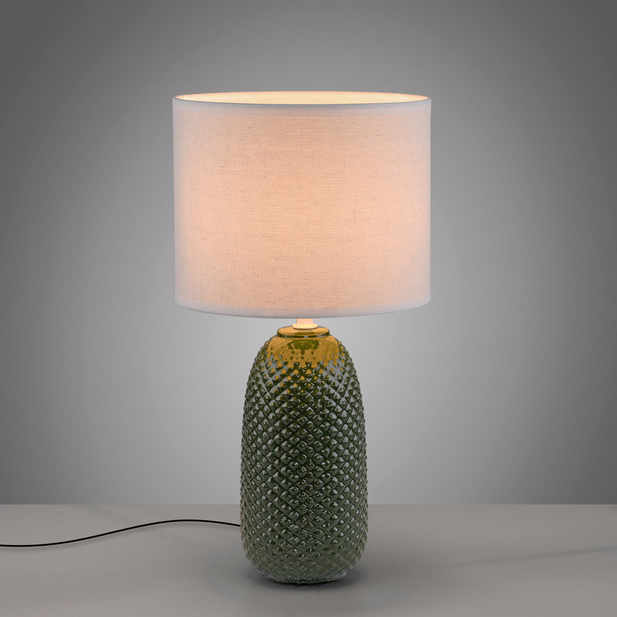 TISCHLEUCHTE PINE 20/20/38 cm  - Weiß/Grün, Design, Glas/Kunststoff (20/20/38cm)