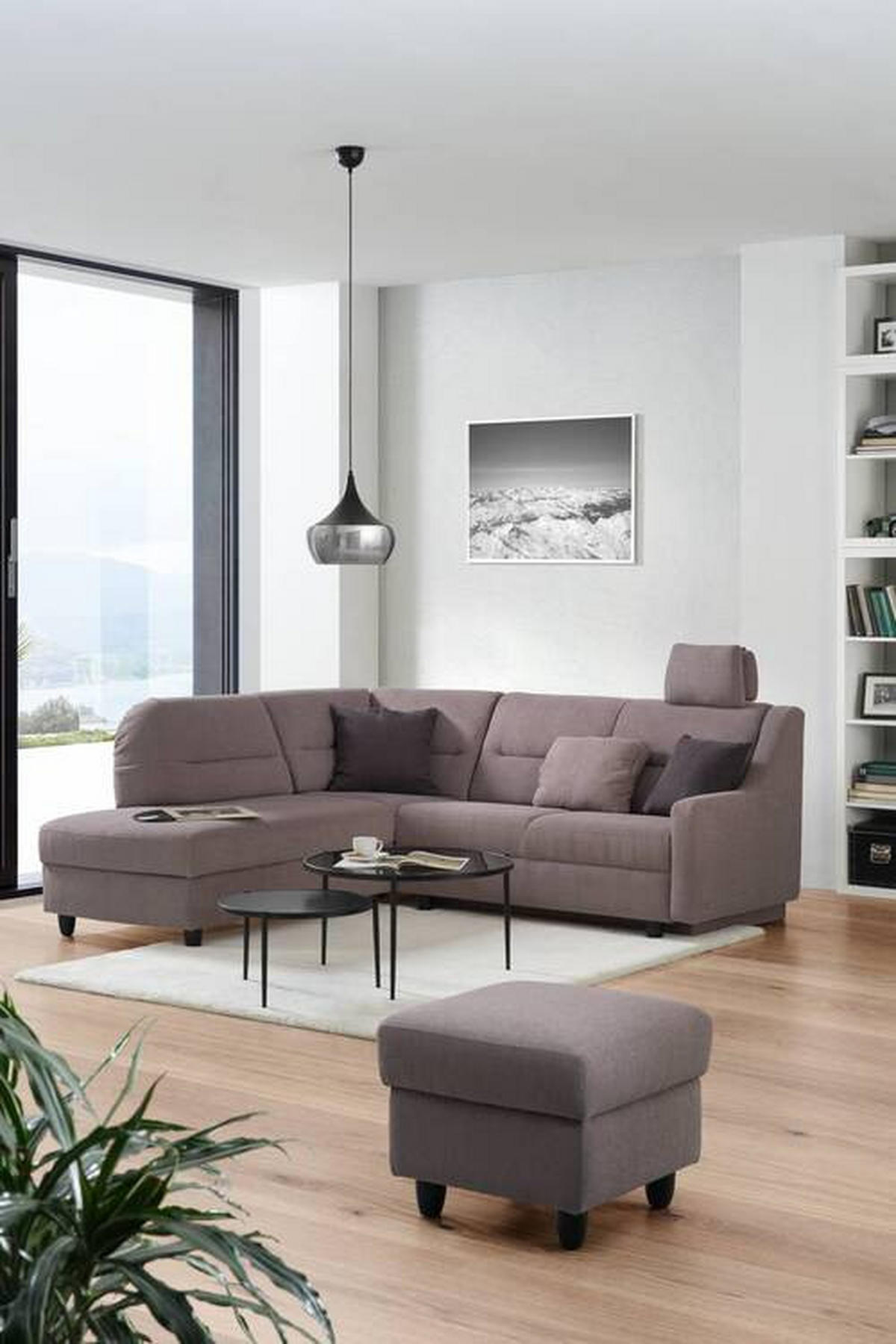 ECKSOFA in Chenille Grau  208/226 cm  - Schwarz/Grau, KONVENTIONELL, Textil (208/226cm) - Sedda