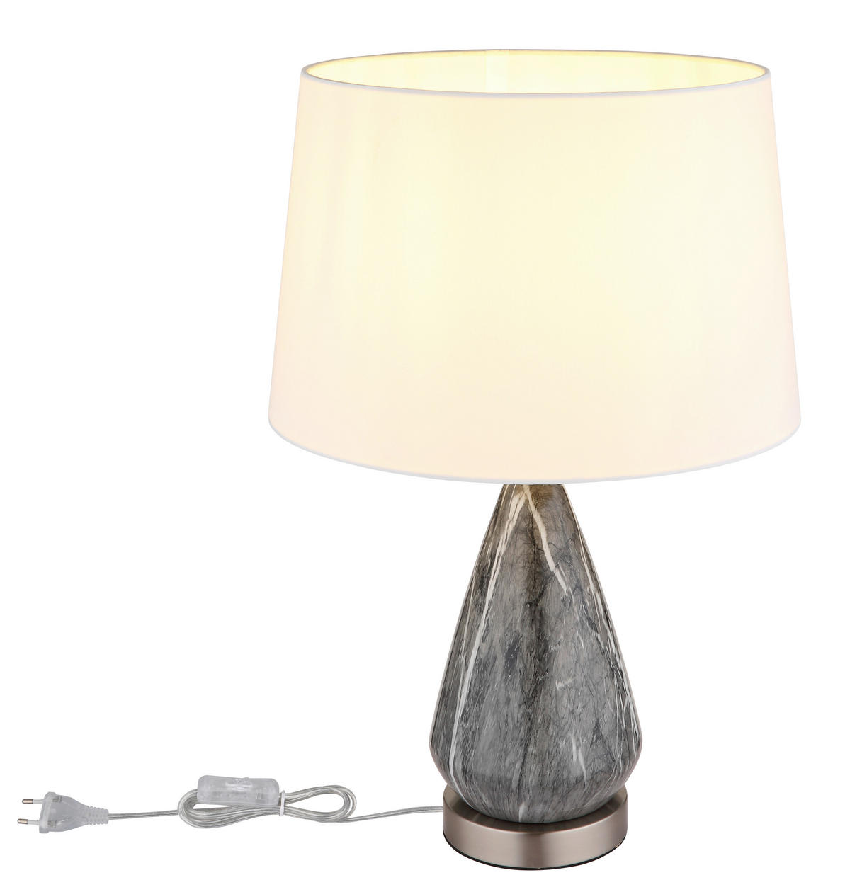 TISCHLEUCHTE 35/54 cm   - Weiß/Nickelfarben, KONVENTIONELL, Textil/Metall (35/54cm) - Globo