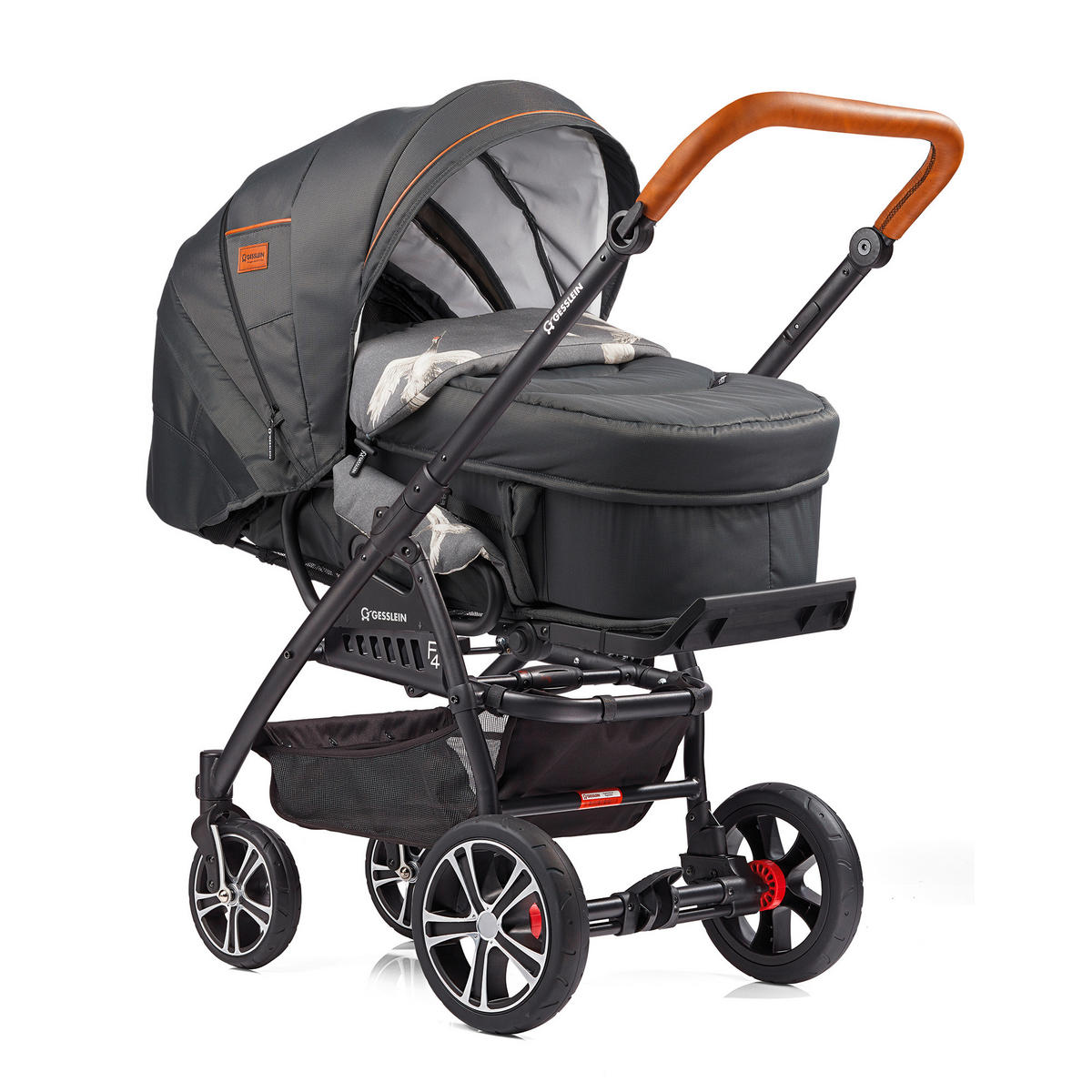 KINDERWAGENSET F4 Air+  - Cognac/Schwarz, Basics, Textil/Metall (57/129/100cm) - Gesslein