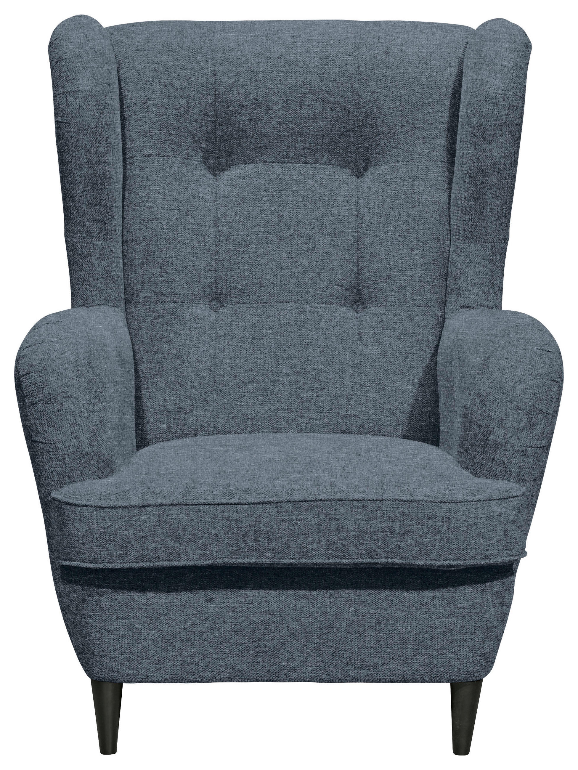 ÖRONLAPPSFÅTÖLJ i mikrovelour blå  - blå/svart, Basics, trä/textil (78/102/98cm) - MID.YOU