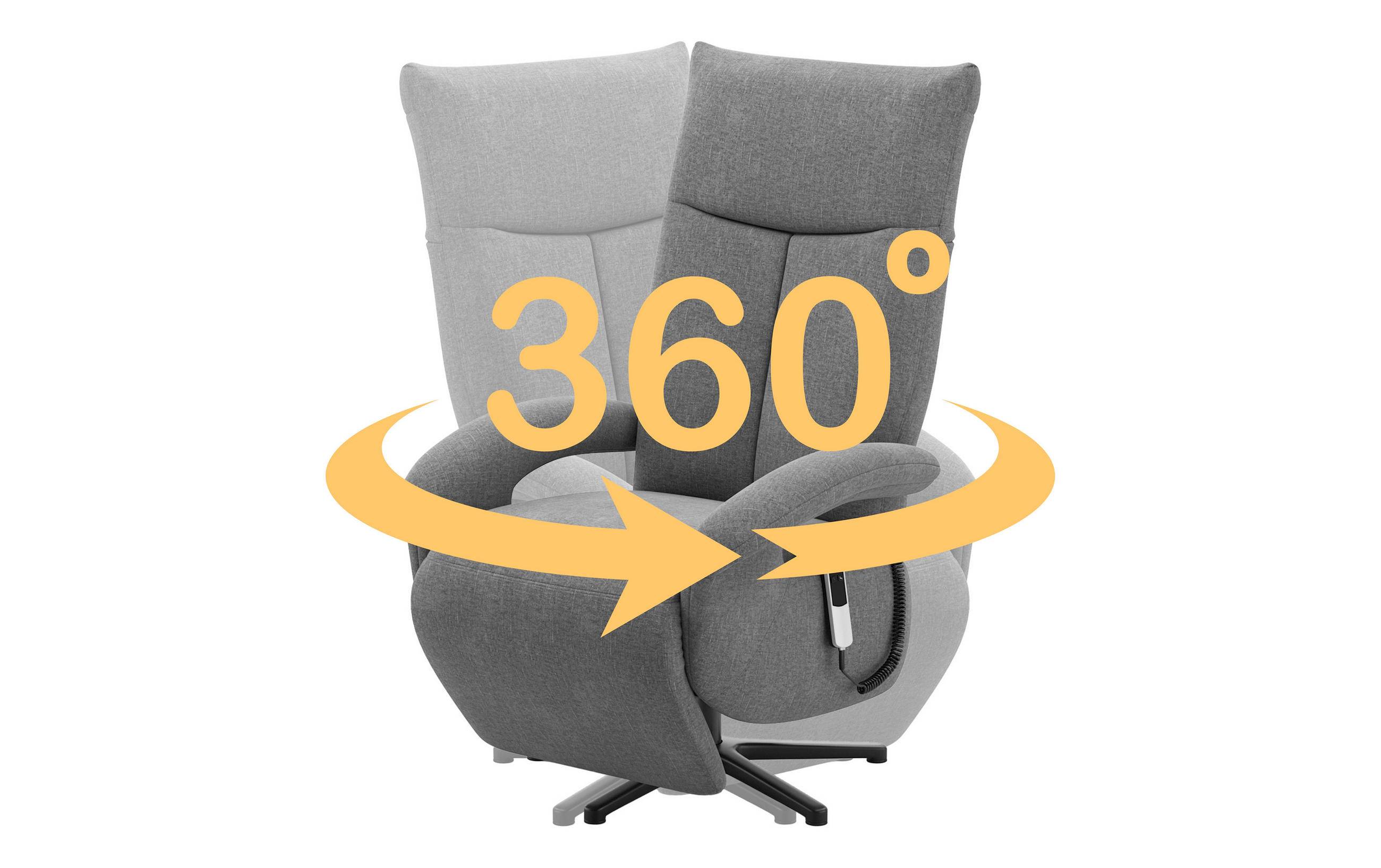 Thumbnail - Sit & More Relaxsessel Dance E, Schlamm, Textil, 74x112x82 cm, Goldenes M, Oeko-Tex® Standard 100, Made in Europe, DGM-K...