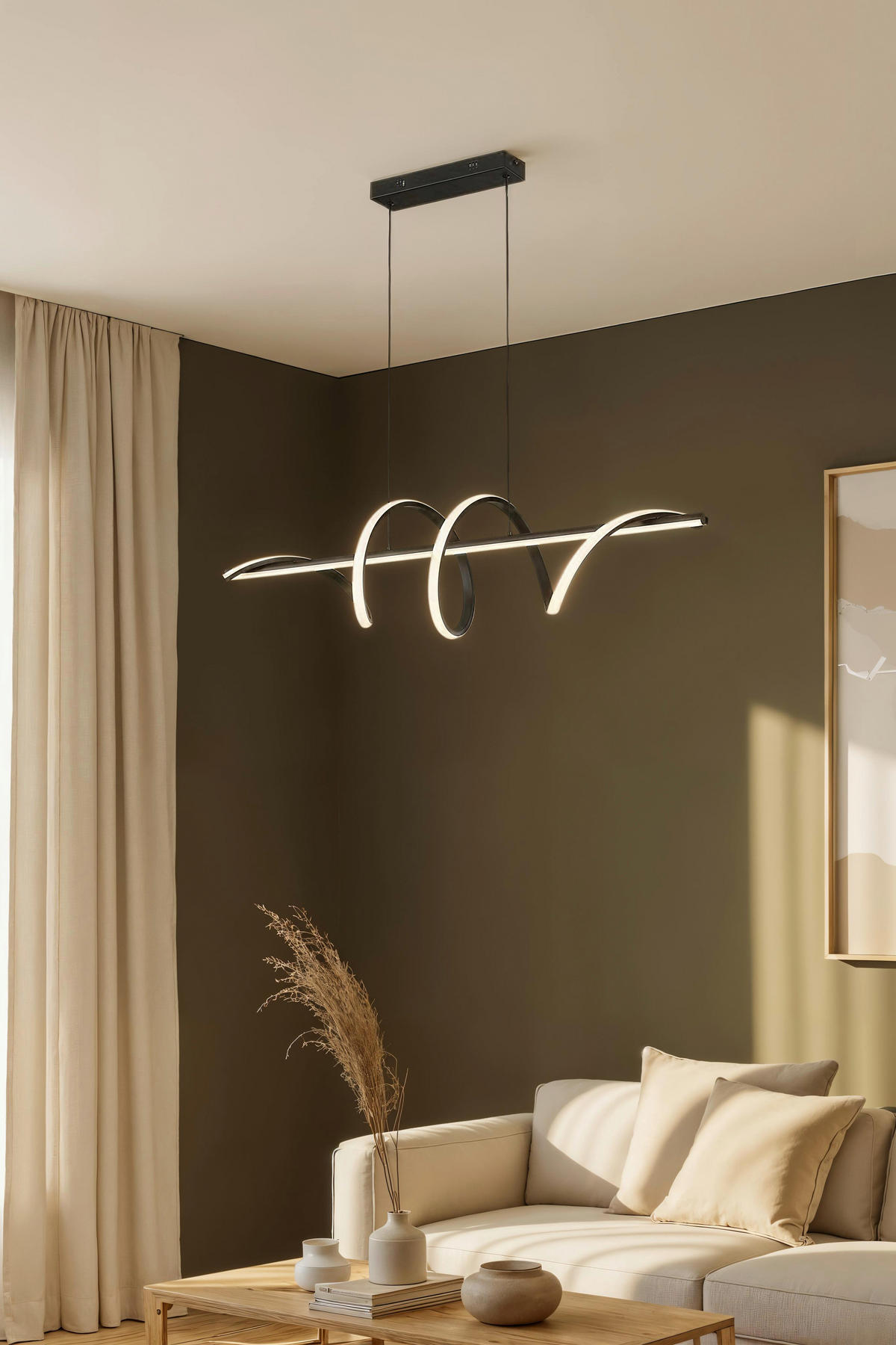 LED-HÄNGLAMPA Segin 101/25/150 cm  - svart, Design, metall/plast (101/25/150cm) - Novel