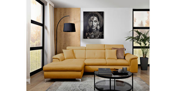 ECKSOFA Senfgelb Flachgewebe  - Chromfarben/Senfgelb, KONVENTIONELL, Textil/Metall (175/268cm) - Carryhome