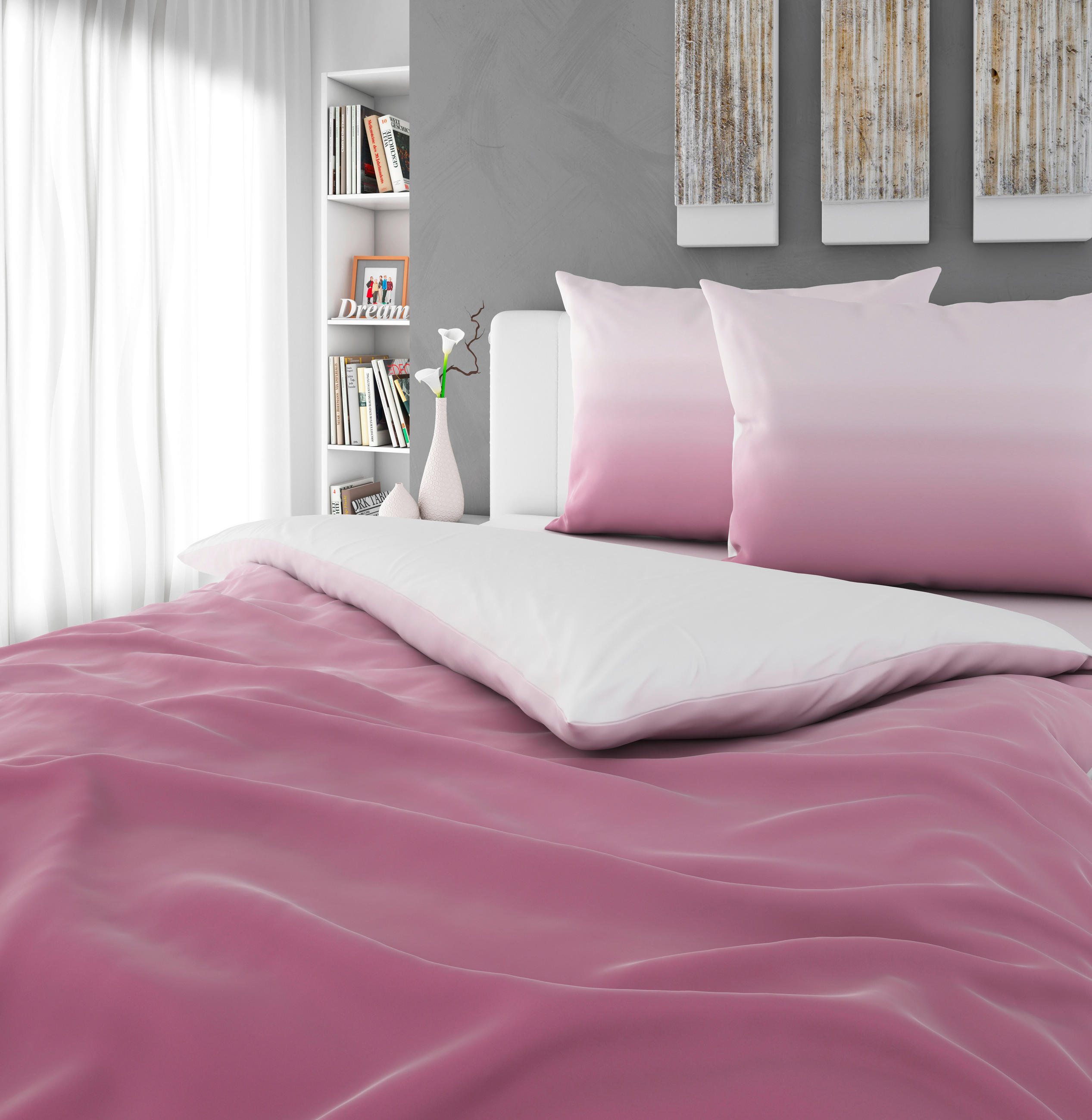 OBOJESTRANSKA POSTELJNINA 200/240 cm saten sivovijolična  - sivovijolična, Konvencionalno, tekstil (200/240cm) - Esposa