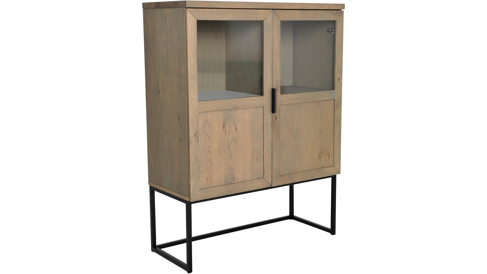 VITRINSKÅP  i faner ek svart, grå ek  - svart/transparent, Design, metall/trä (95/125/41cm) - Best Price