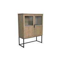 VITRINSKÅP  i faner ek svart, grå ek  - svart/transparent, Design, metall/trä (95/125/41cm) - Best Price