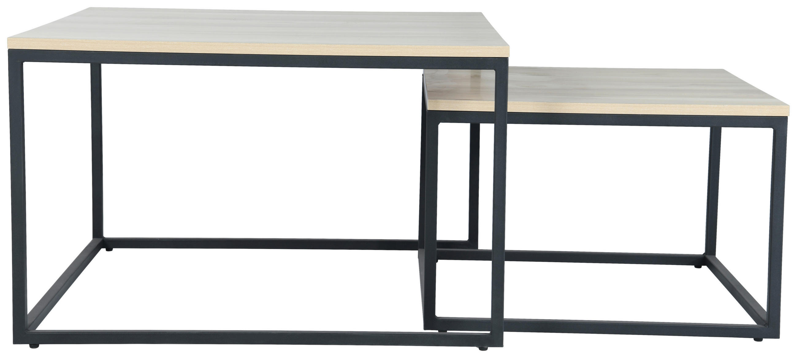 COUCHTISCH quadratisch Eichefarben  - Eichefarben/Schwarz, Design, Holzwerkstoff/Metall (80/50/80cm) - MID.YOU