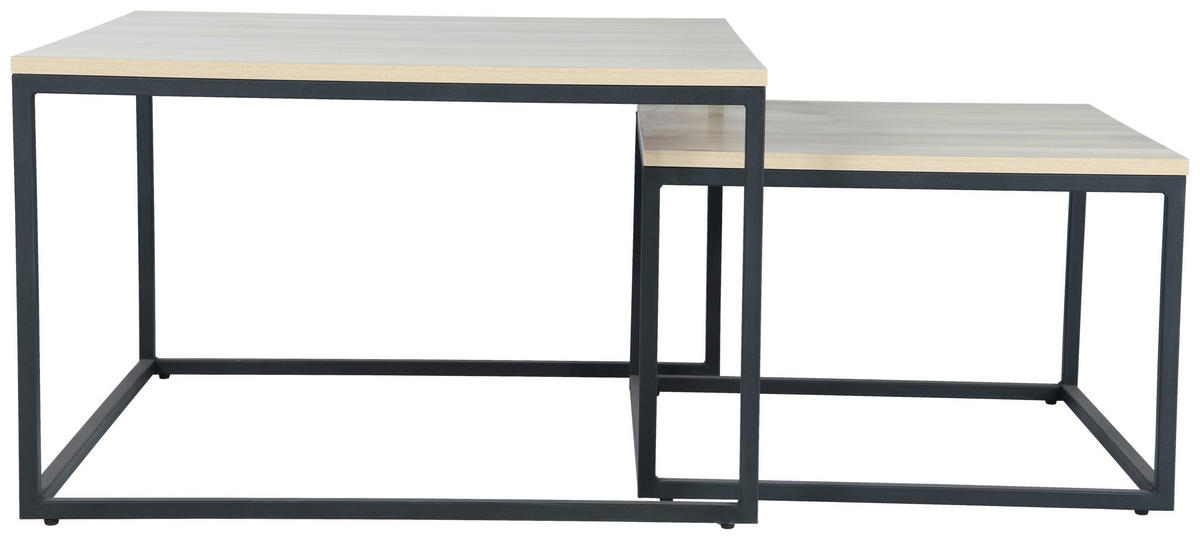 COUCHTISCH in Metall, Holzwerkstoff  - Eichefarben/Schwarz, Design, Holzwerkstoff/Metall (80/50/80cm) - MID.YOU