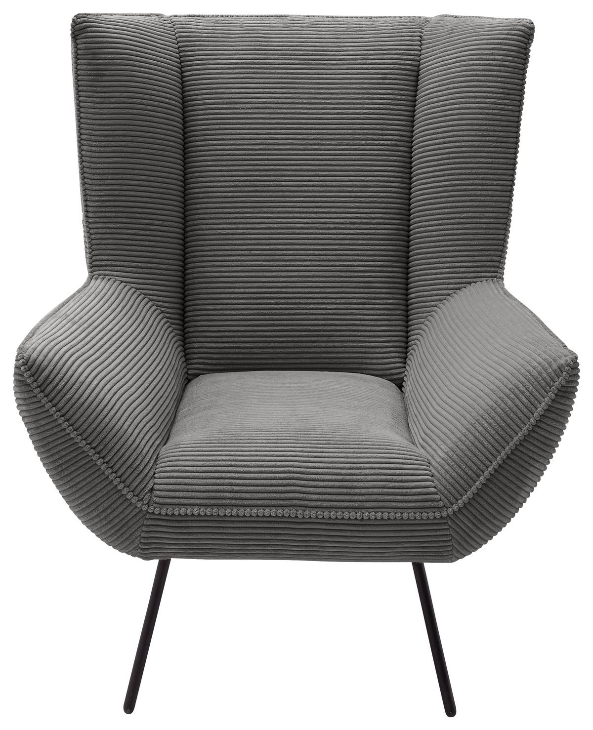 SESSEL in Cord Dunkelgrau  - Dunkelgrau/Schwarz, Design, Textil/Metall (90/112/94cm) - Pure Home Lifestyle