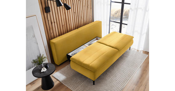 BOXSPRINGSOFA Flachgewebe Currygelb - Currygelb/Schwarz, KONVENTIONELL, Textil/Metall (204/93/100cm) - Novel