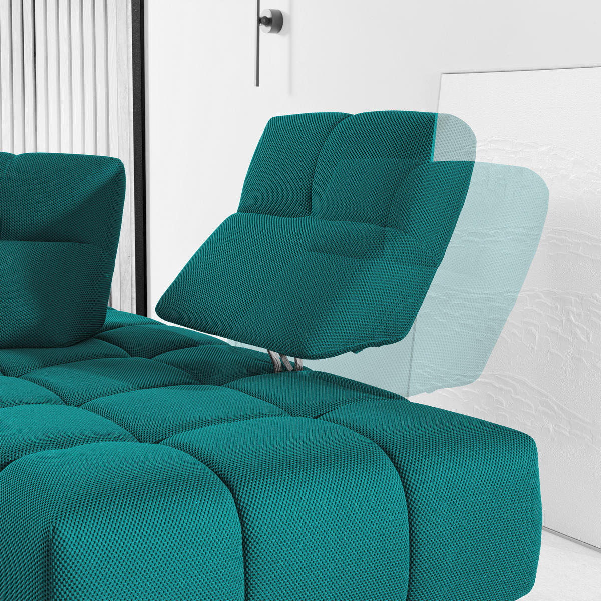 ECKSOFA in Struktur Türkis  - Türkis/Schwarz, Design, Kunststoff/Textil (313/233cm) - Emilio Belluti