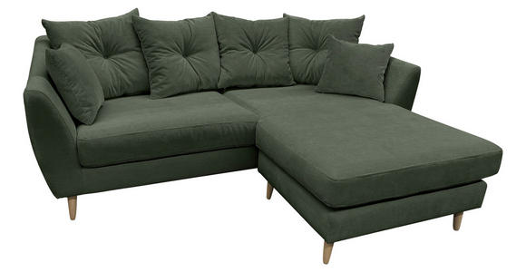 ECKSOFA Olivgrün Feincord - Buchefarben/Olivgrün, KONVENTIONELL, Holz/Textil (211/154cm) - Carryhome