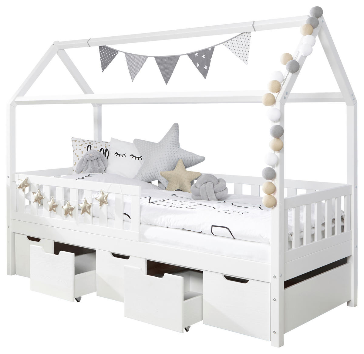 HAUSBETT 90/200 cm Weiss  - Weiss, Modern, Holz (90/200cm) - MID.YOU