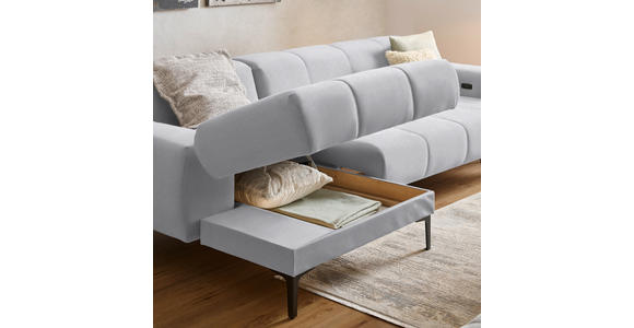 ECKSOFA in Chenille Silberfarben  167/311 cm  - Silberfarben/Schwarz, Design, Textil/Metall (167/311cm) - Xora