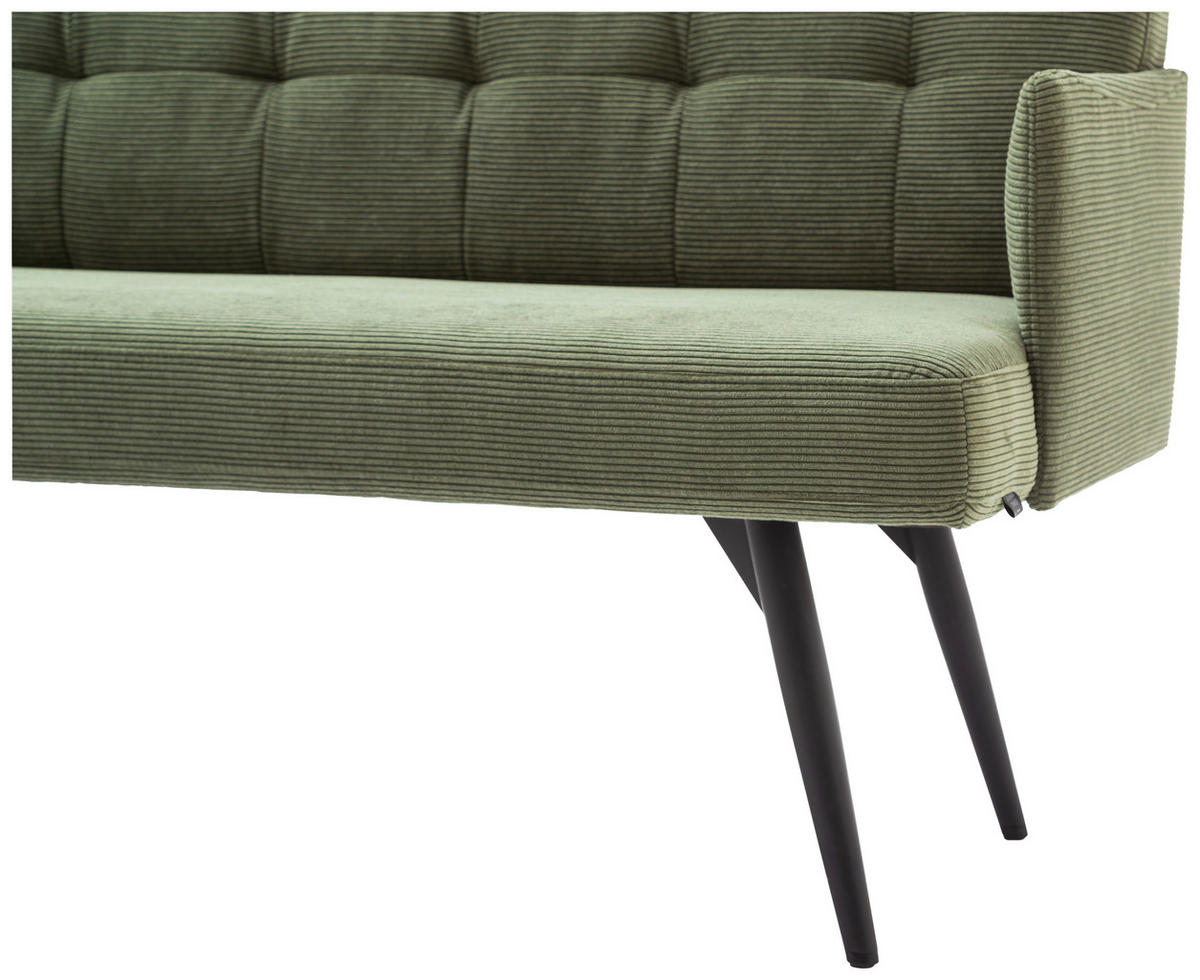 SITZBANK in Textil Olivgrün  - Schwarz/Olivgrün, Design, Textil/Metall (206/85/69cm) - Johann Jakob