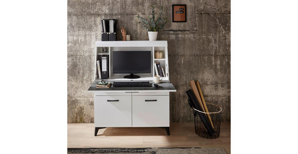 SEKRETÄR  Kabeldurchlass, Stauraum  - Schwarz/Weiß, Trend, Holzwerkstoff/Kunststoff (98/124/42cm) - Carryhome