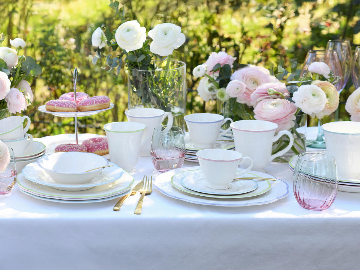 KAFFEESERVICE Lila, Weiß, Hellblau, Hellrosa, Limette Florine Bunt 12-teilig  - Hellrosa/Lila, Basics, Keramik - Creatable