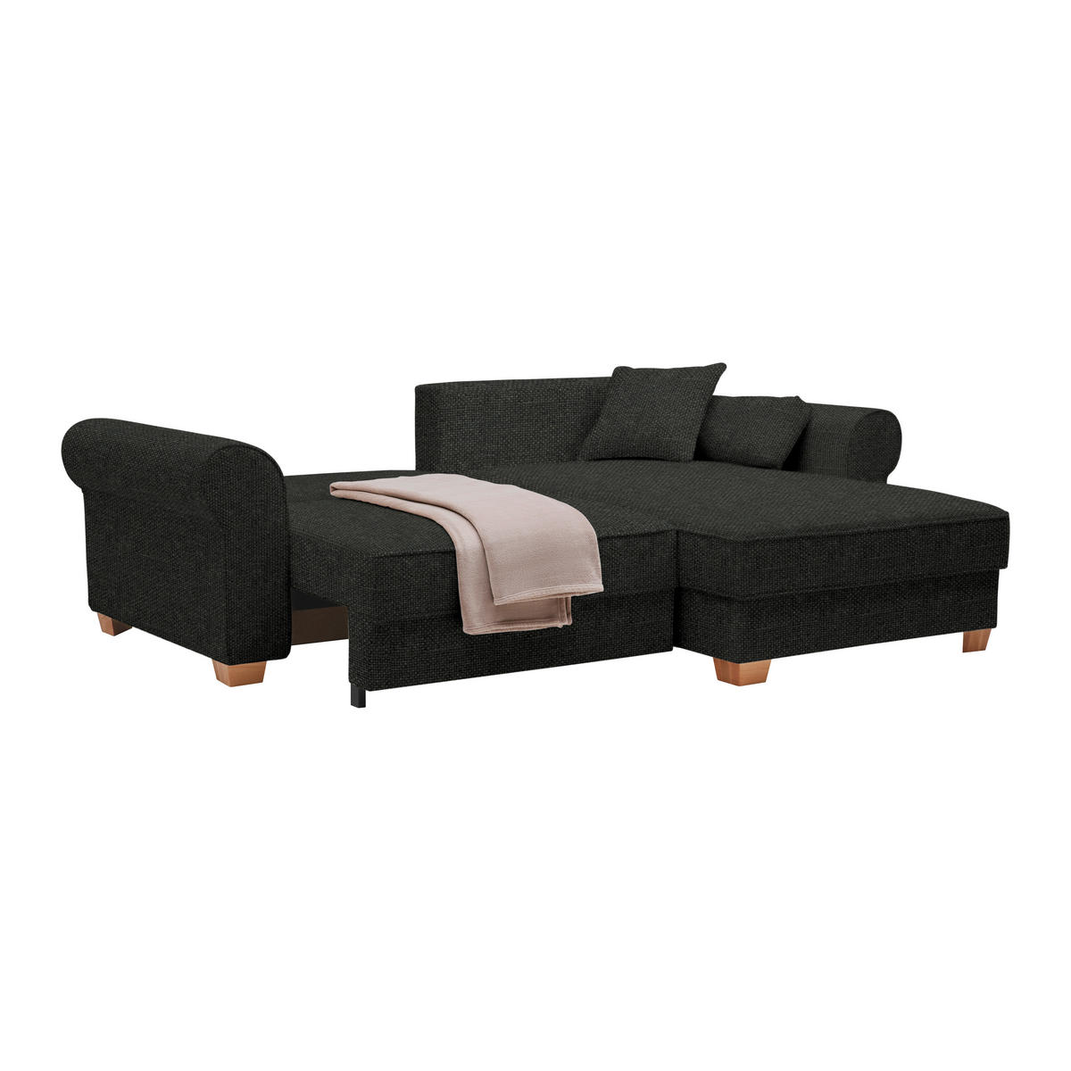 HÖRNSOFFA i svart  - svart, Modern, trämaterial/trä (255/185cm) - MID.YOU