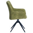 ARMLEHNSTUHL  Stoffauswahl, Sitzfläche 360° drehbar, inklusive Armlehnen Webstoff  - Schwarz/Grün, Design, Textil/Metall (64/88/60cm) - Novel