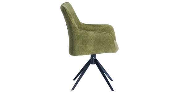 ARMLEHNSTUHL  Stoffauswahl, Sitzfläche 360° drehbar, inklusive Armlehnen Webstoff  - Schwarz/Grün, Design, Textil/Metall (64/88/60cm) - Novel