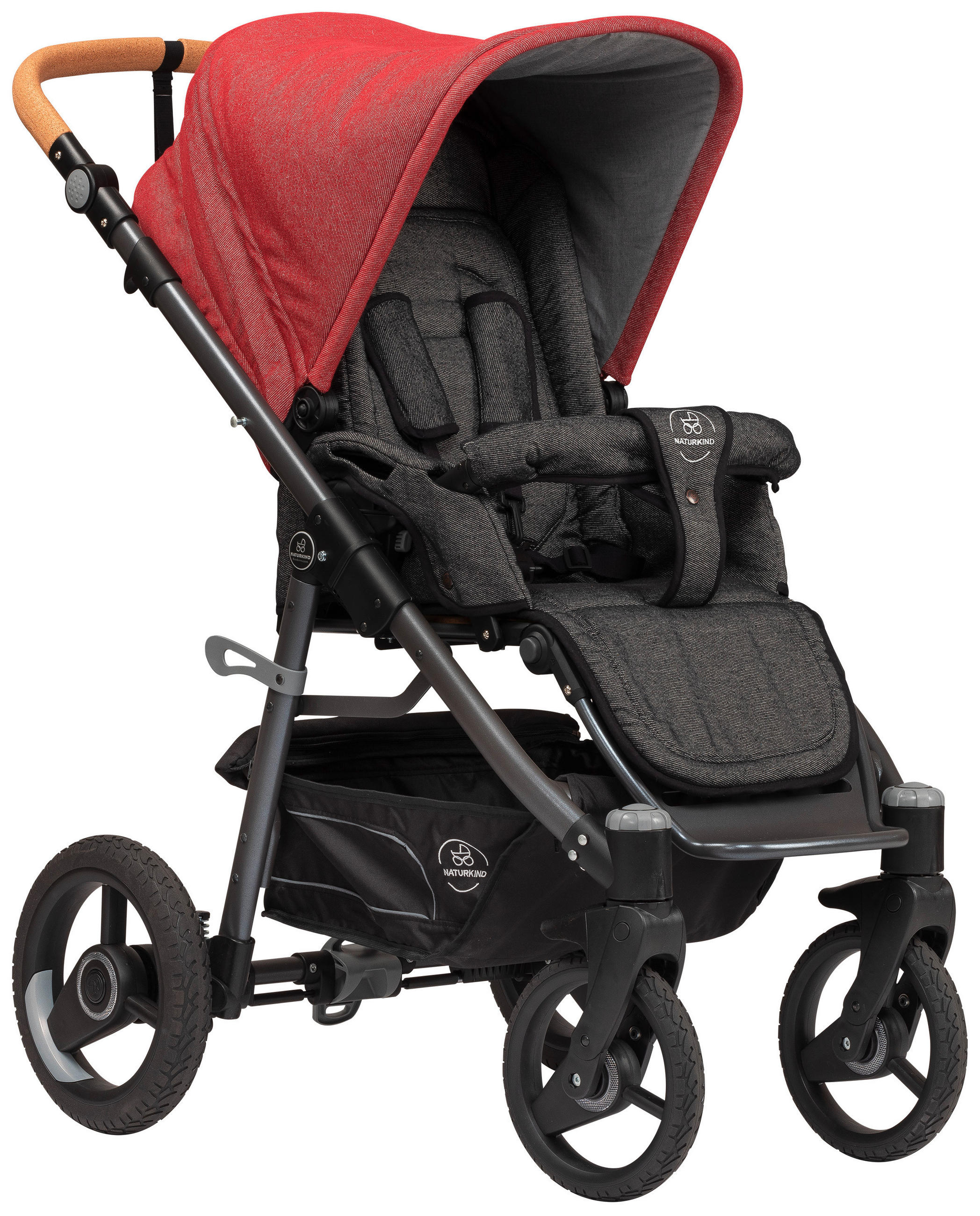 KINDERWAGEN LUX EVO  - Bordeaux/Anthrazit, Basics, Textil/Metall (64/110/100cm) - Naturkind