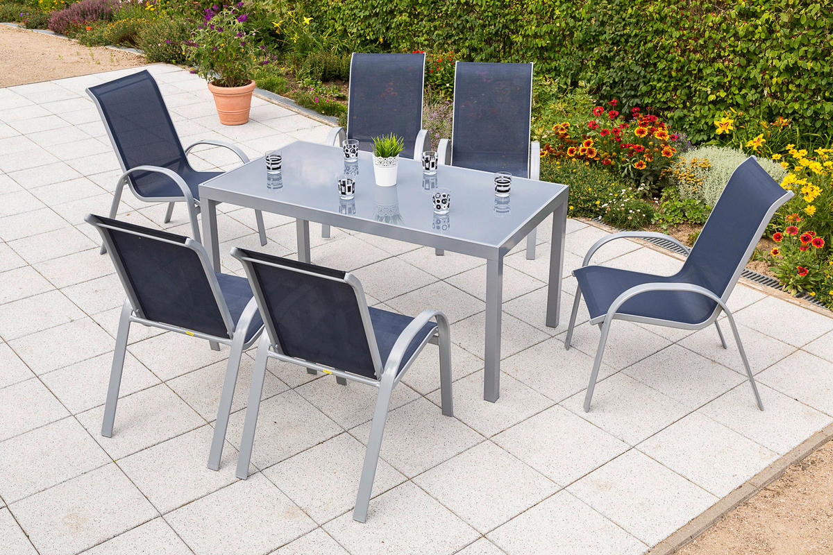 GARTENSET Aluminium  - Blau/Silberfarben, MODERN, Textil/Metall - Gardenson