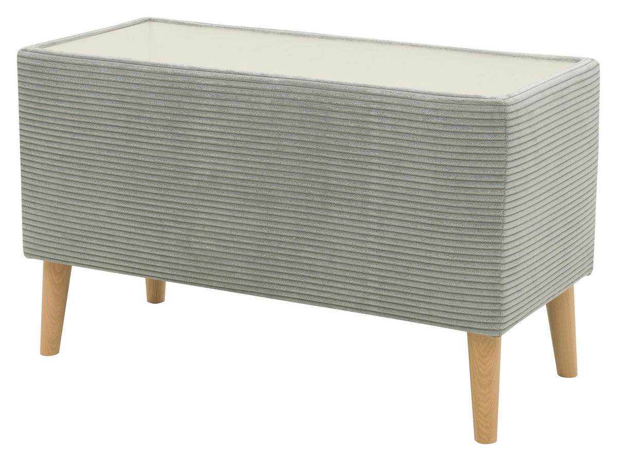 HOCKER 400 004  Cord Hellgrau  - Hellgrau/Naturfarben, Basics, Holz/Textil (91/58/41cm) - Livetastic