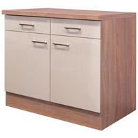 KÜCHENUNTERSCHRANK 100/86/60 cm  in Kaschmir  - Kaschmir/Edelstahlfarben, MODERN, Holzwerkstoff/Metall (100/86/60cm) - FlexWell