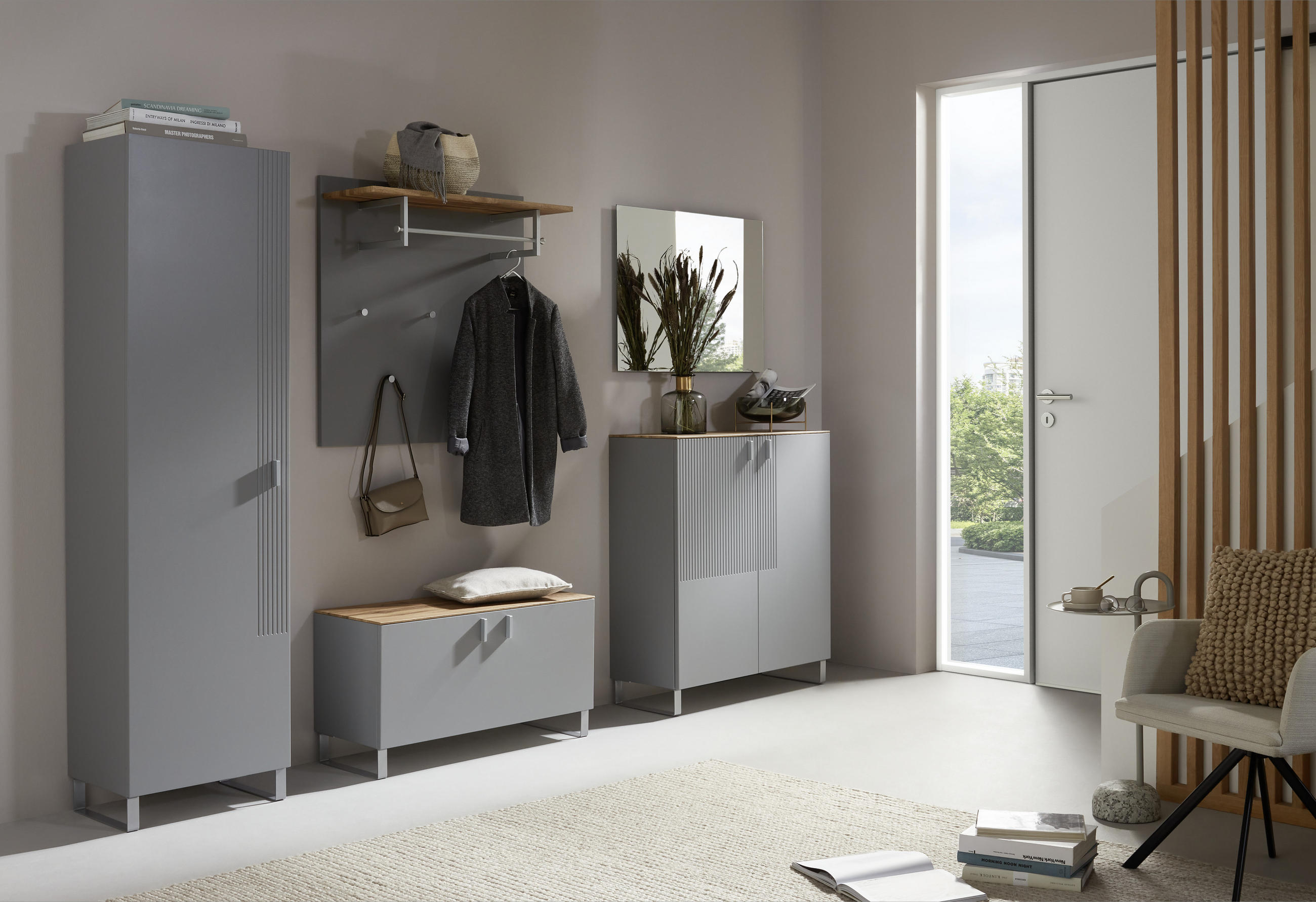 GARDEROBENSCHRANK in 52/192/36 cm - Grau, Design, Holzwerkstoff/Metall (52/192/36cm) - Dieter Knoll