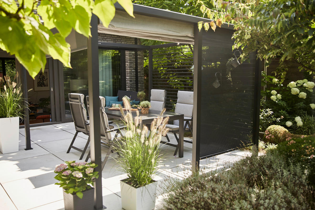 PAVILLON-SEITENTEIL 150/210/0,5 cm  - Anthrazit, Basics, Textil/Metall (150/210/0,5cm) - Siena Garden
