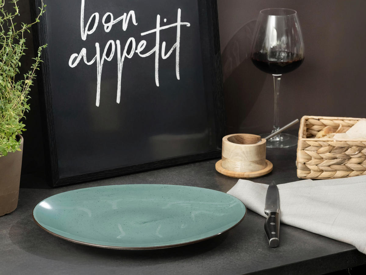 STEAKTELLERSET Vintage Nature Grün 4-teilig  - Grün, Basics, Keramik - Creatable