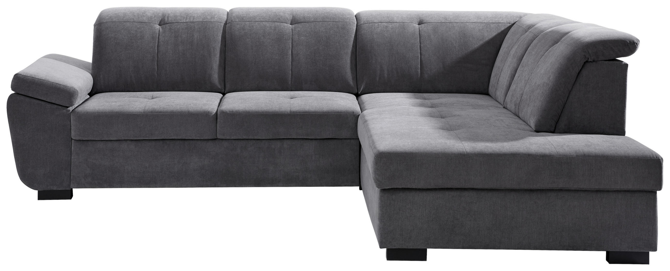 ECKSOFA inkl.Funktionen Grau Webstoff  - Schwarz/Grau, KONVENTIONELL, Holz/Textil (280/202cm) - Xora