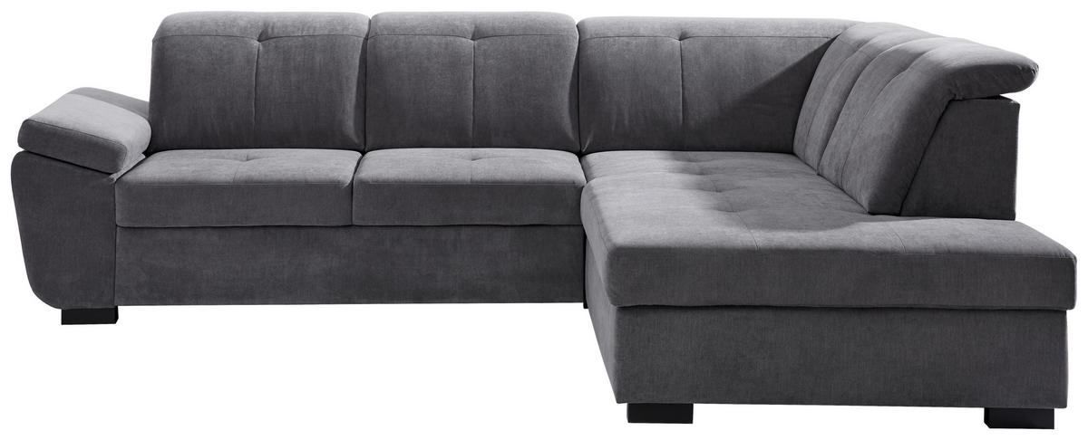 ECKSOFA  in Webstoff Grau  280/202 cm  - Schwarz/Grau, KONVENTIONELL, Holz/Textil (280/202cm) - Xora