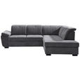 ECKSOFA inkl.Funktionen Grau Webstoff Schlaffunktion, Kopfteilverstellung, Sitztiefenverstellung  - Schwarz/Grau, KONVENTIONELL, Holz/Textil (280/202cm) - Xora
