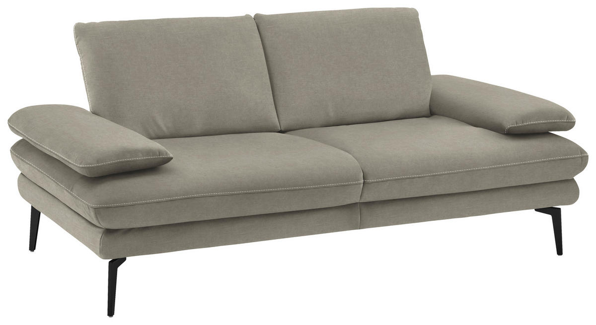 2,5-SITZER in Velours Platinfarben  - Platinfarben/Beige, Design, Textil/Metall (196/89/104cm) - Dieter Knoll