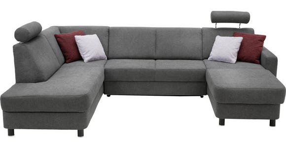 WOHNLANDSCHAFT in Webstoff Dunkelgrau - Dunkelgrau/Schwarz, Design, Holz/Textil (198/296/165cm) - Xora