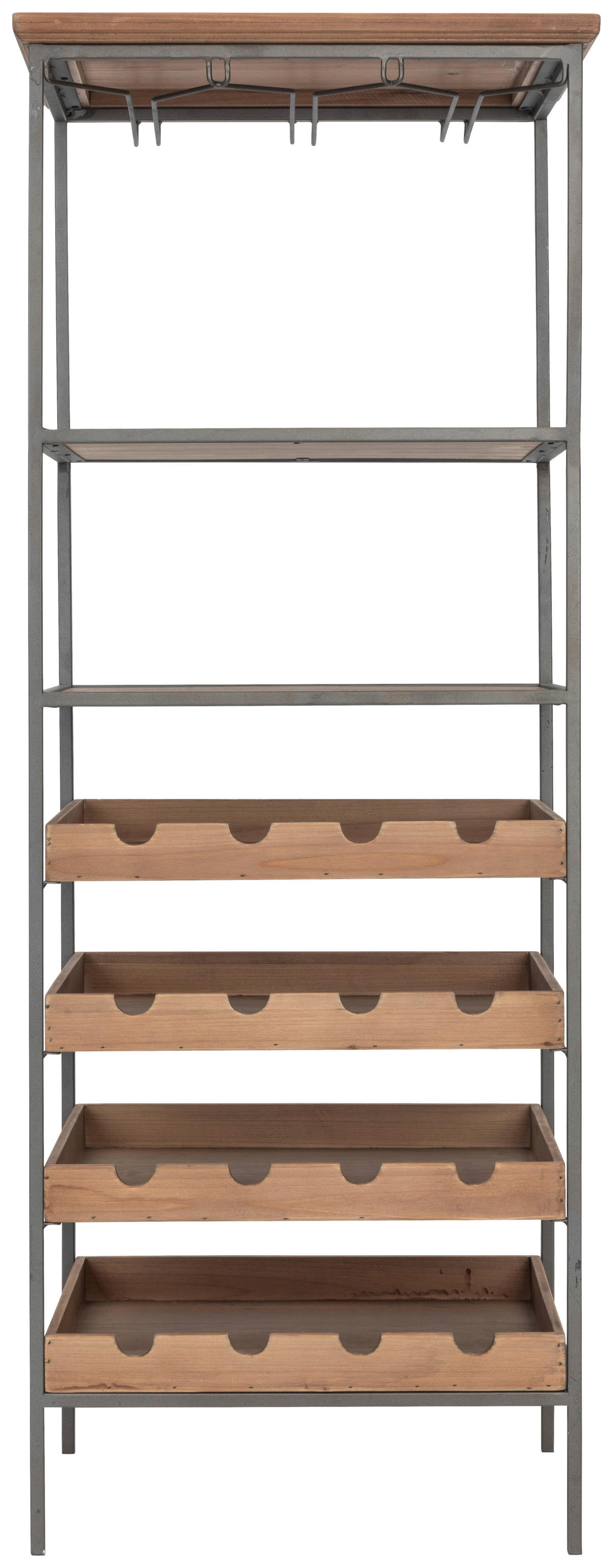 WEINREGAL  - Schwarz/Naturfarben, LIFESTYLE, Holz/Metall (51/137/39cm) - Livetastic