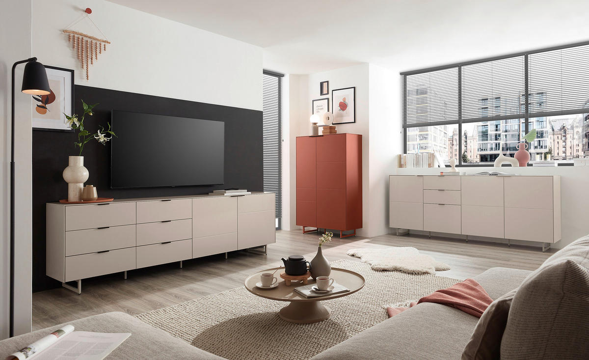 HIGHBOARD Schwarz, Rotbraun  95/134/38 cm  - Rotbraun/Schwarz, MODERN, Holzwerkstoff/Metall (95/134/38cm) - Carryhome