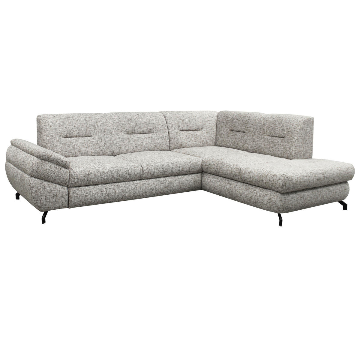 ECKSOFA Beige Struktur, Plüsch  - Beige/Schwarz, Design, Textil/Metall (274/201cm) - MID.YOU