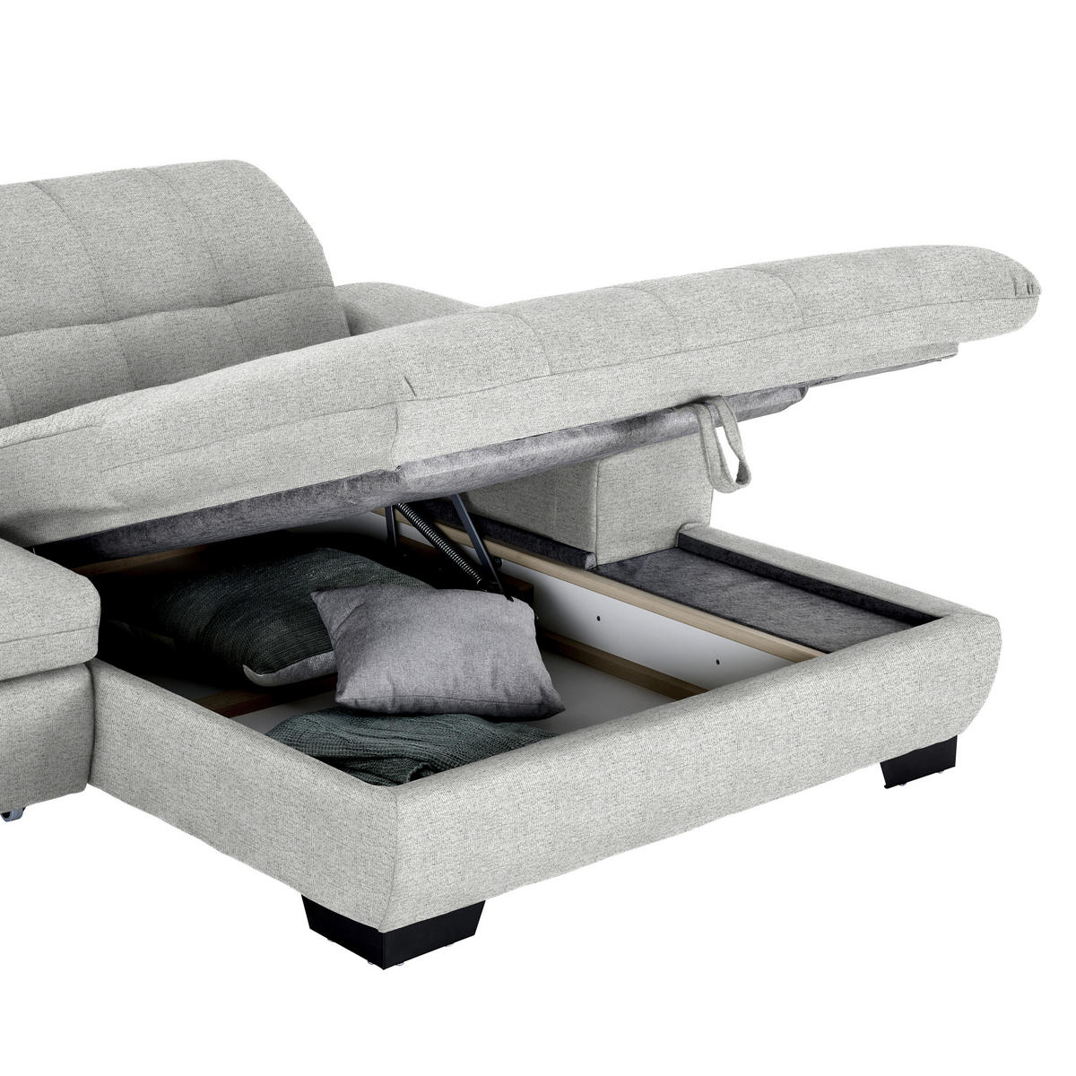 ECKSOFA in Webstoff Platinfarben  - Platinfarben/Schwarz, Design, Textil/Metall (265/180cm) - Carryhome