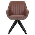 ARMLEHNSTUHL  Sitzfläche 360° drehbar, automatische Rückholfunktion Chenille, Lederlook  - Eichefarben/Cognac, KONVENTIONELL, Holz/Textil (60/83/65cm) - Ambia Home